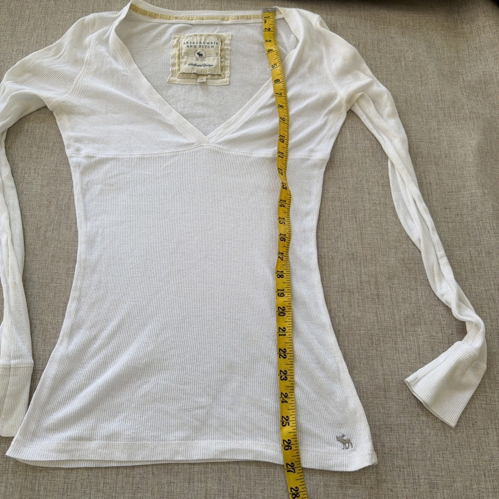 Y2K Vintage Abercrombie Babydoll V Neck Ribbed T Elena Gilbert Bella Swan - Picture 14 of 15